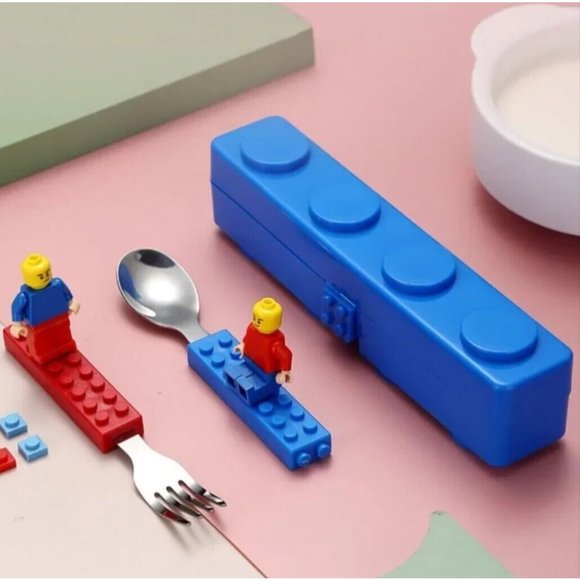 Lego | Toys | Stackable Block Lunch Box Bento Box Mug Fork  Stackable Block Lunch Box Bento Box + Mug + Fork & Spoon Leg Blocks Included
